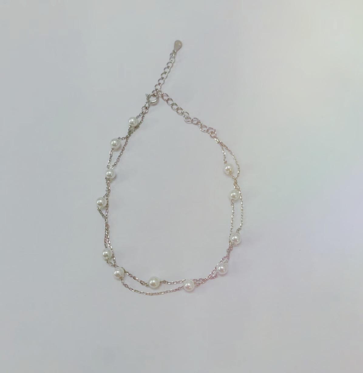 

Ожерелье из стерлингового серебра 925 пробы в цыганском стиле, двухслойное, с жемчугом, женское, легкая роскошь, нишевое, высокое качество, осенне-зимняя цепочка для свитера, не тускнеет 925 Silver