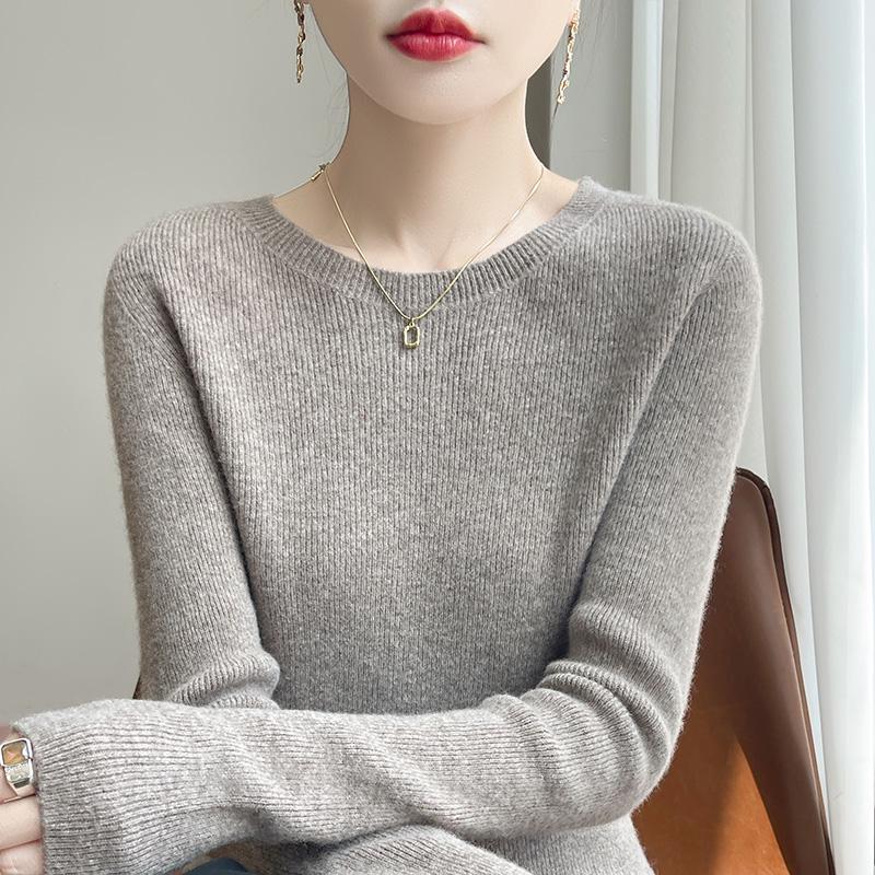 

Women s French Minimalist Slim Fit Knit Sweater - Round Neck, Versatile, Stylish for Autumn & Winter XL 120-130 lbs