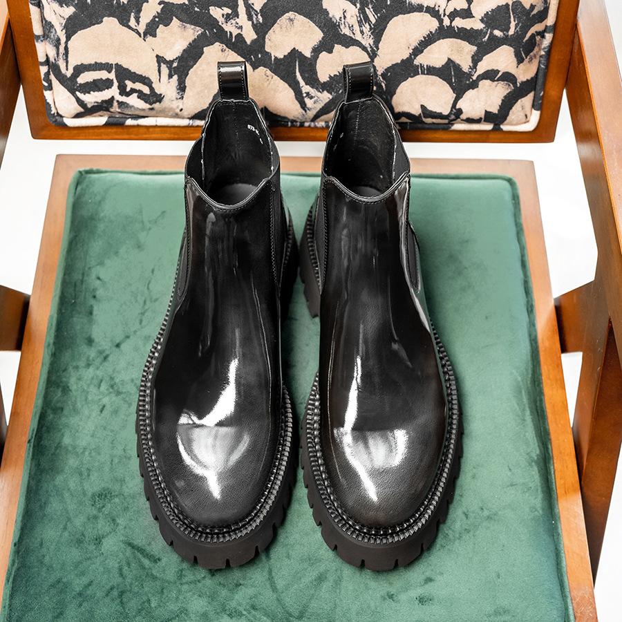 New men's Chelsea leather boots men's big head platform men's boots trendy shoes leather shoes cowhide short boots men