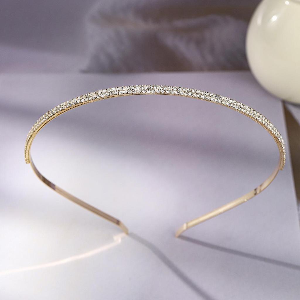 Women's Double Row Rhinestone Metal Headband for Everyday and Party Wear