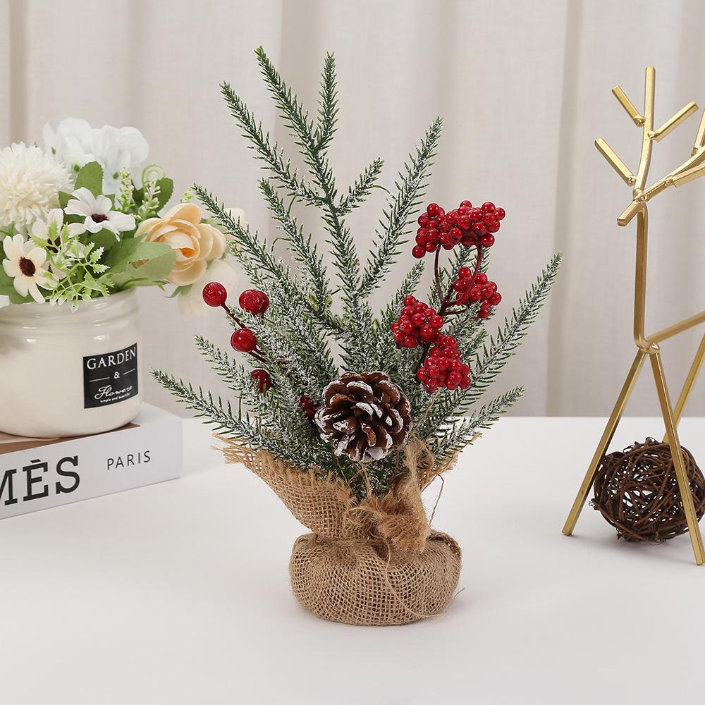 1 buc. decorațiune de masă de Crăciun con de pin fructe de pădure coș de Crăciun ghiveci de flori din in de Crăciun decorațiune accesorii pentru amenajarea scenei de acasă