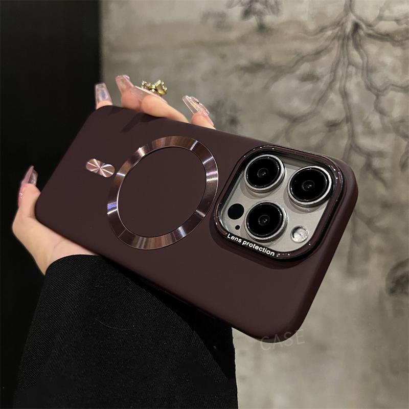 

Роскошный матовый жесткий ПК-чехол для Magsafe для iPhone 16 15 14 Pro Max Plus 12 13 11 Магнитная защита объектива камеры Противоударный чехол For iPhone 16Pro Max