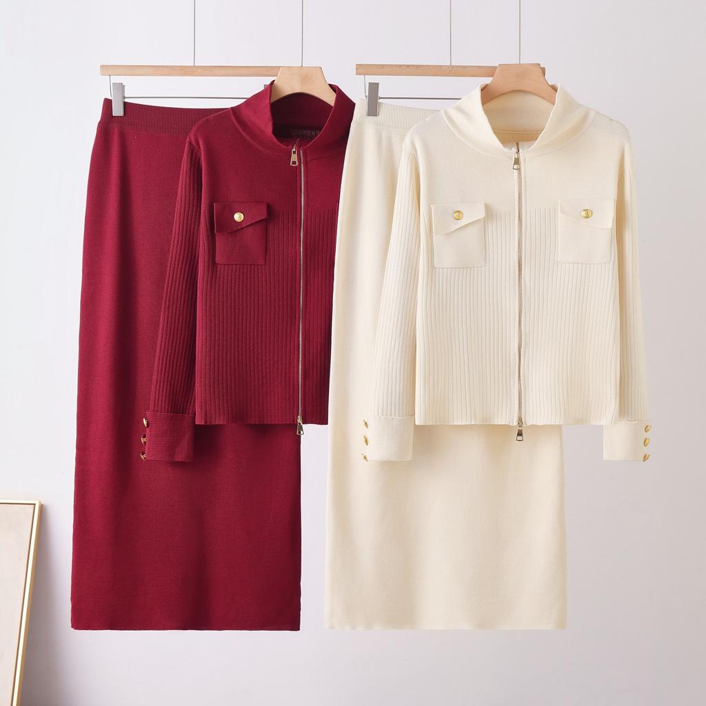 Cross-border foreign trade European and American women's clothing in the autumn of 2026, the new Xiaoxiangfeng knitted V-neck cardigan, zipper jacket,