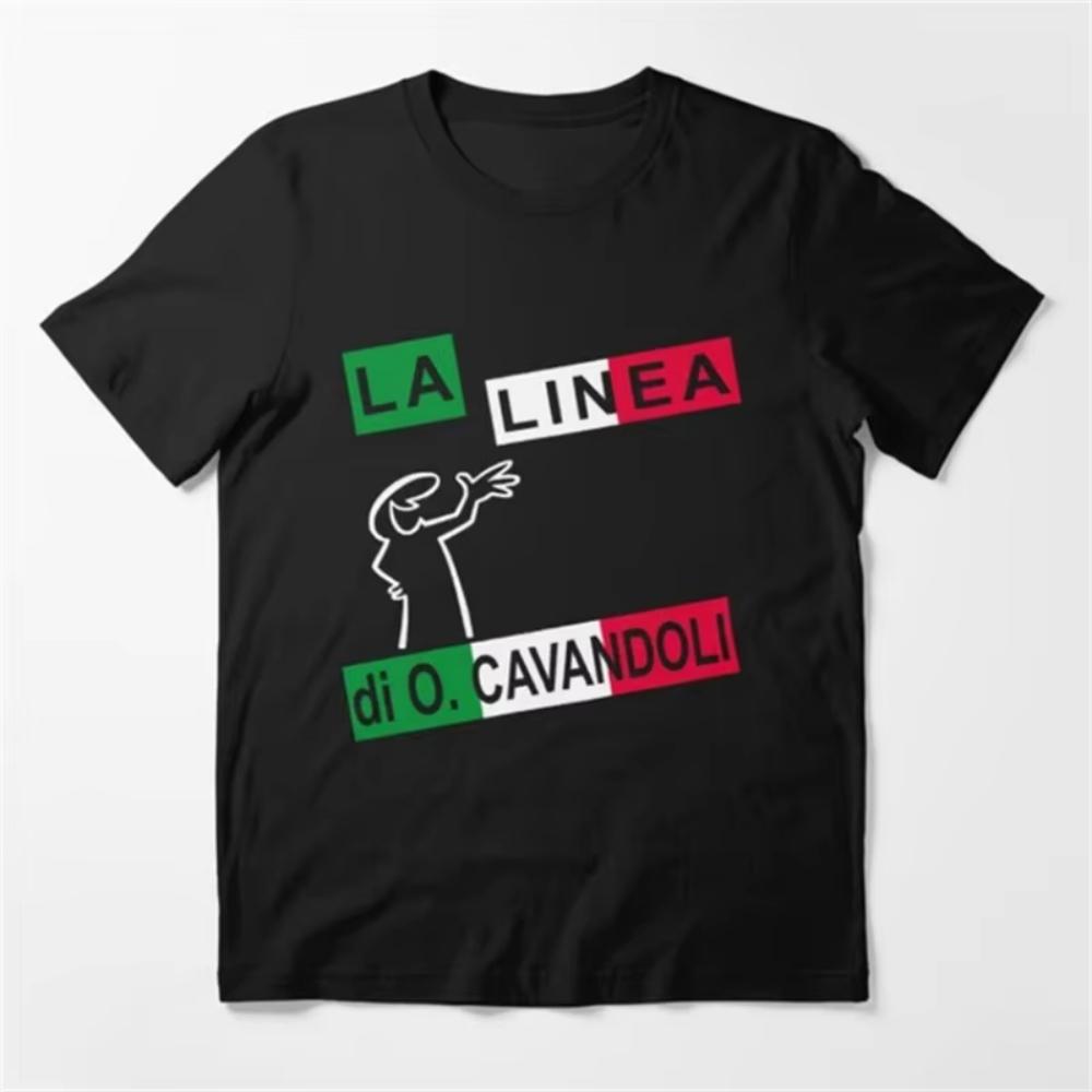 Osvaldo Cavandoli La Linea Cartoon Print T-Shirt Herren Damen Unisex Streetwear Mode T-Shirts Freizeitshirt Basic Rundhals Tops