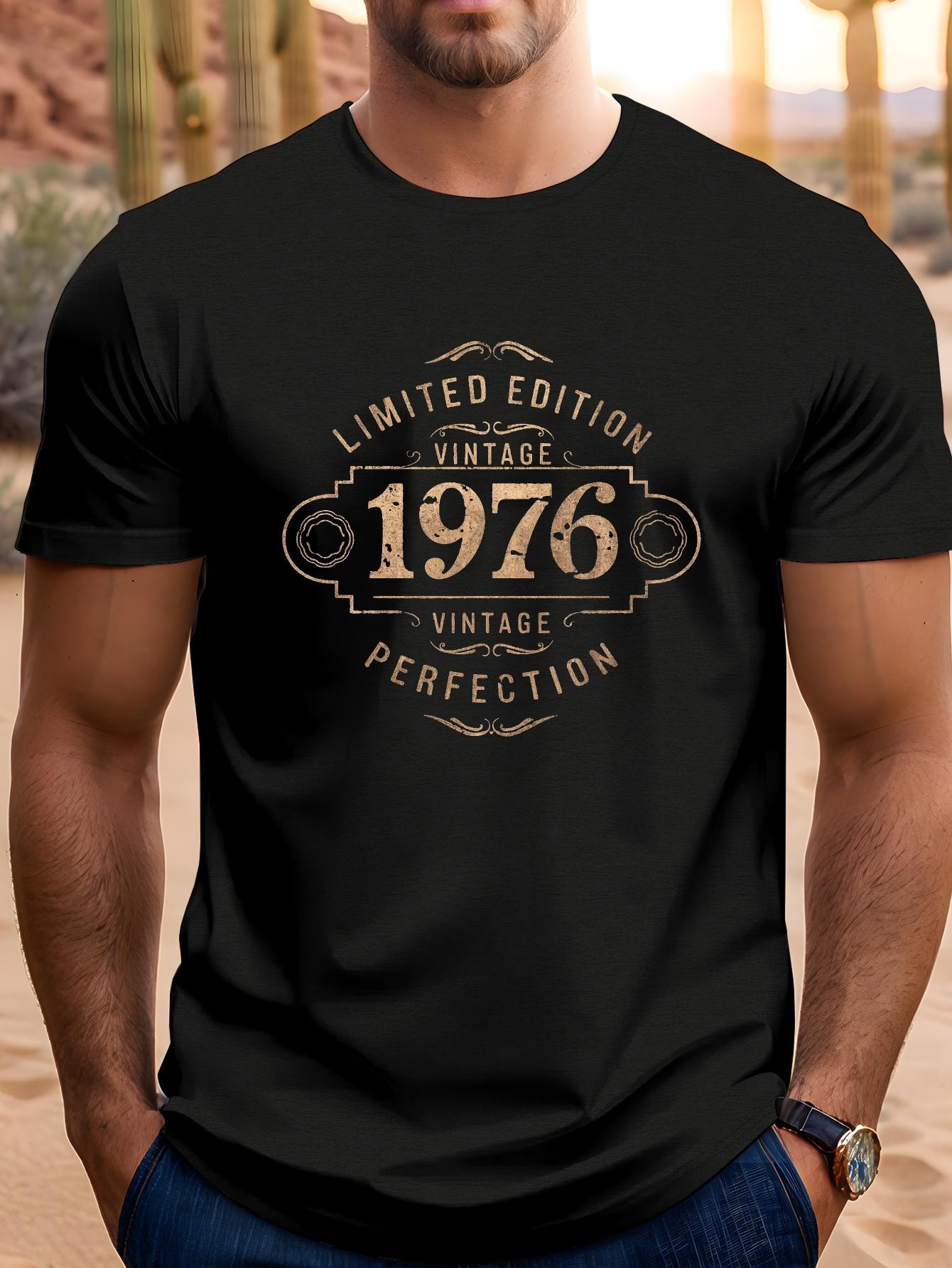 Men s Retro 1976 Limited Edition T-Shirt- A 70s Retro Graphic Tee with Golden Print XXXXL