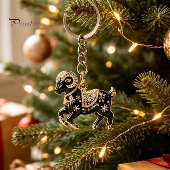 Animal Lover Keychain Acrylic Black Sheep Keyhcain, Goat Shaped Car Key Ring Pendant, Backpack Handbag Charm Hanging Decoration