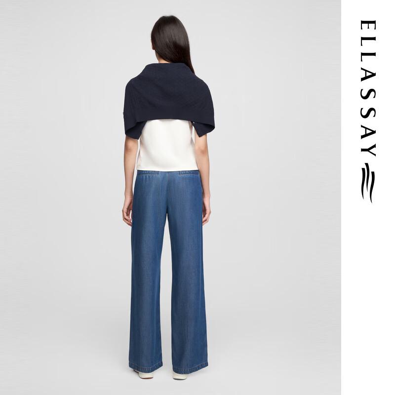 ELLASSAY 2025 S/S Women's Lyocell Draped Wide-Leg Jeans