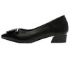 Shallow flat-soled single shoes autumn new evening shoes square buckle pointed soft sole fairy wind Doudou shoes