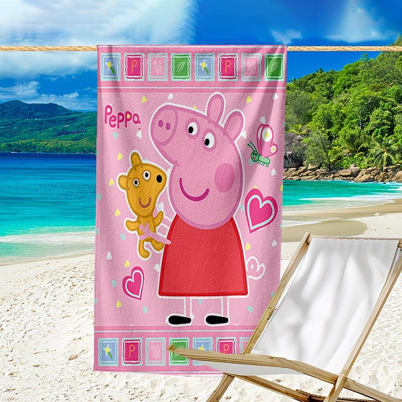 proof beach towel with a Peppa Pig pattern - soft,absorbent,quick-drying,machine washable - perfect for swimming,camping,bathing