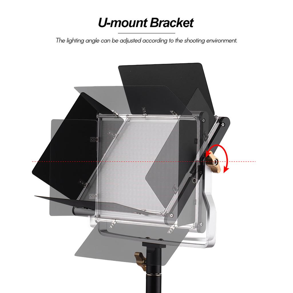 LED Video Light Panel Fill-in Lamp with Barn Door 480 LED Bds Brightness 3200K-5600K Color Temperature for Studio Photography Video Shootin