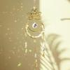 Blue Lotus Moon Pendant Sun Catcher with Crushed Stone Crystal Ball