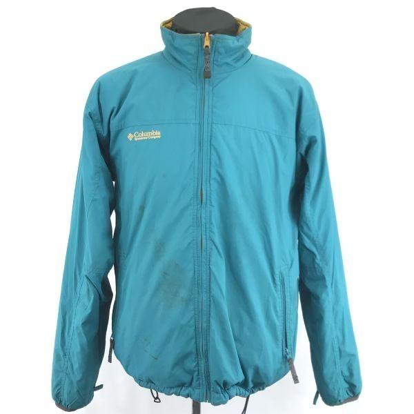 Columbia Wendbare Wattierte Blouson Oberbekleidung Herren L Beige Gelb und Türkisblau Outdoor(GEBRAUCHT)