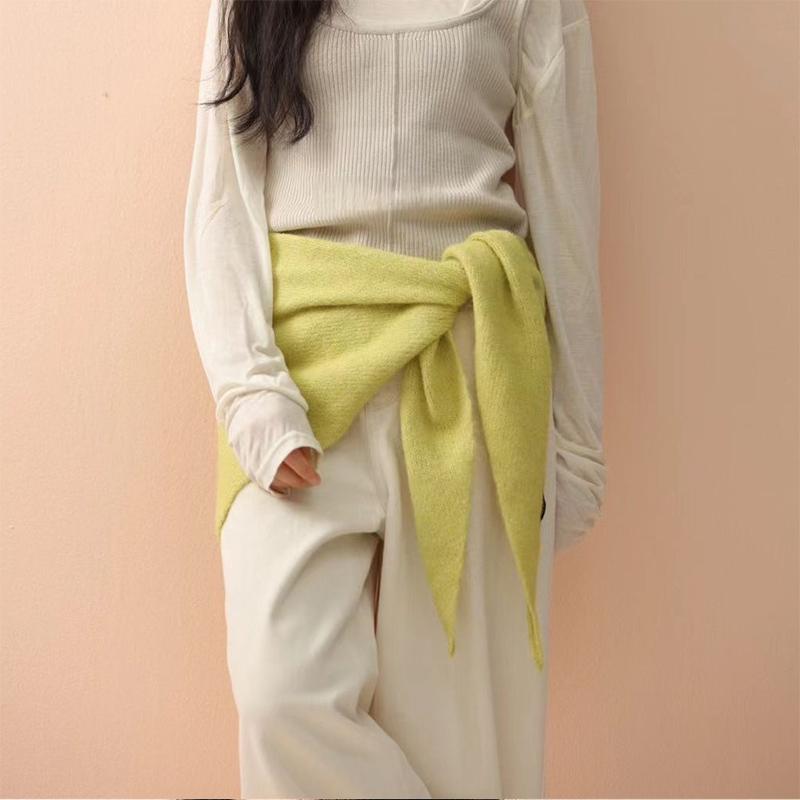 Women's Scarf Winter Big Size Wool Korean Style Knitted Triangle Scarf Women Winter Warm Headscarf Shawl Sold Color Neckerchief