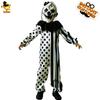 Costume de clown diabolique de jeu vidéo pour enfants pour Halloween, costume de scène de fête de clown tueur noir et blanc pour enfants