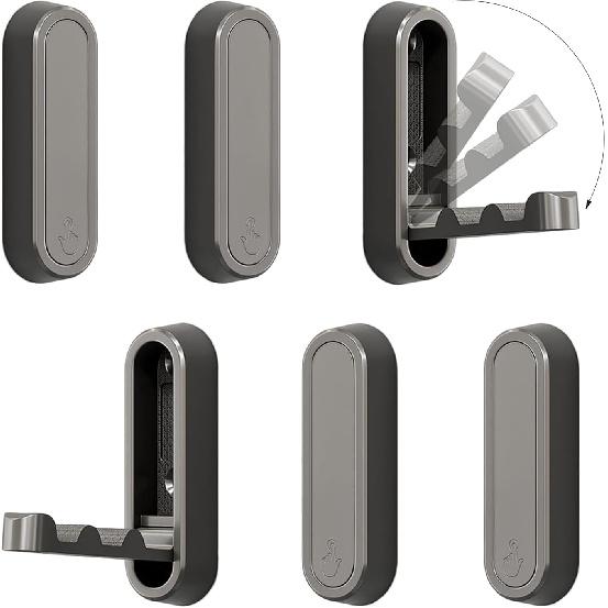 2PCS Folding Coat Hooks, Heavy Duty Wall Hooks Made of Zinc Alloy, Foldable Wall Hooks for Hanging Coats, Scarves, Hats, Bathrobes, Keys, Bags(Gold)