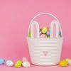 Cute Easter Eggs Basket Easter Bunny Basket For Kids Boys Girls Woven Basket With Rabbit Ear Decor Easter Empty Candy Basket