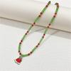 Fashion Cartoon Christmas Pendant Necklace Elegant Collar Necklace Choker Holiday Beaded Charm Neck Chain Party Jewelry