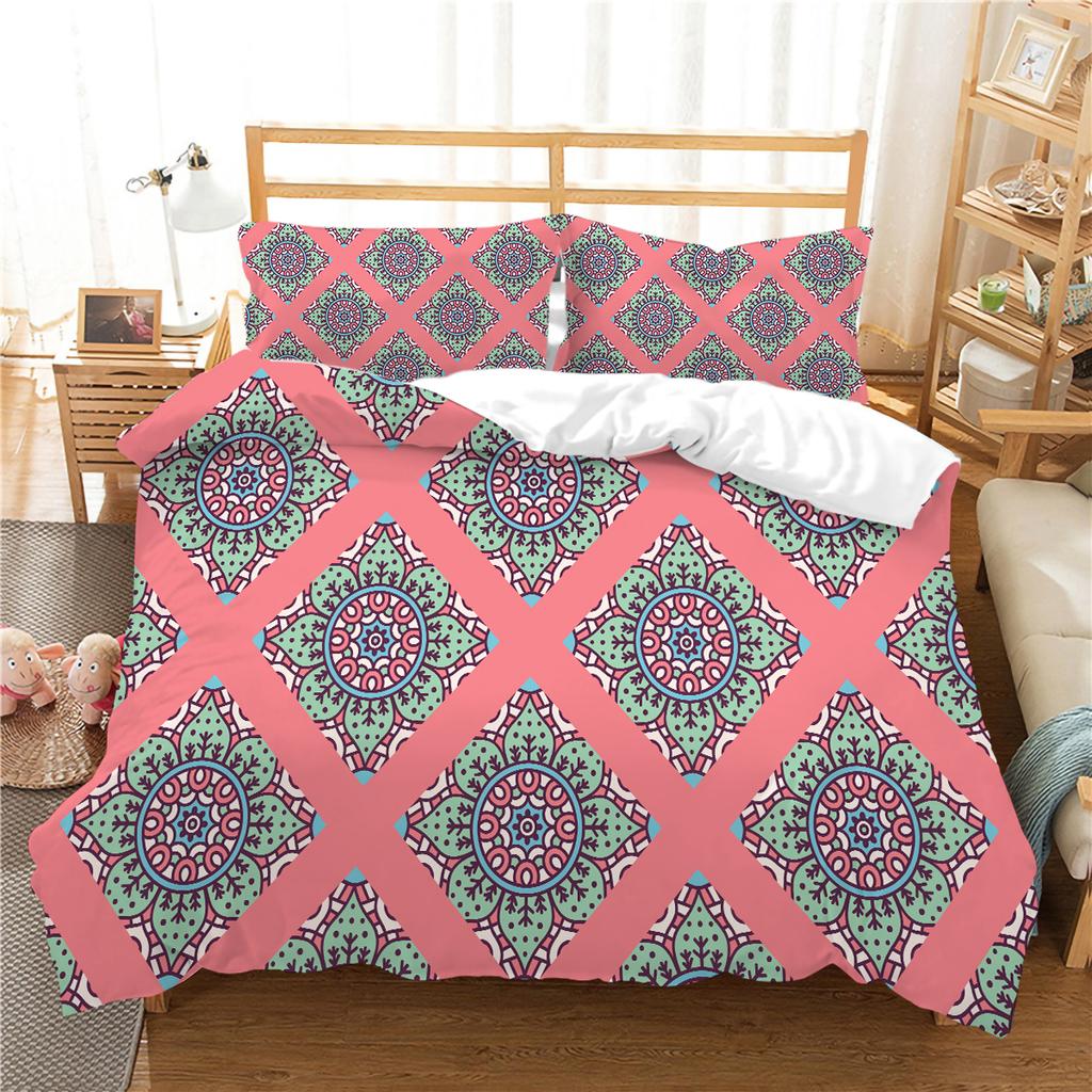 Pościel Domowa Łóżko Pojedyncze Łóżko Podwójne Poszewka na Poduszkę Mantra i Poszwa na Kołdrę Nadruk Bohemy Sypialnia Domowy Zestaw Pościeli