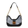 Women's Color Block Chain Underarm Bag - Fashionable Patchwork Shoulder and Crossbody Handbag