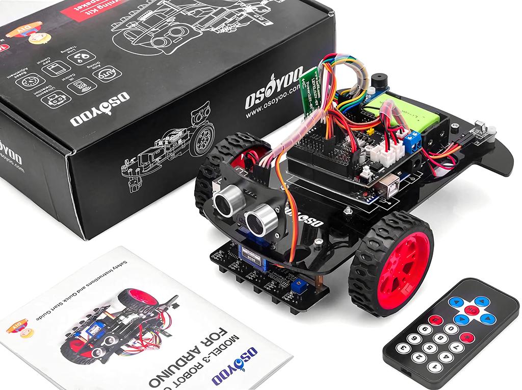 Startovací sada inteligentního robota do auta OSOYOO s pohonem 2 kol Kompatibilní s Arduino UNO R3 Project 2WD Sada inteligentního robota do auta s otevřeným zdrojovým kódem Vzdělávací robot pro vzdělávání