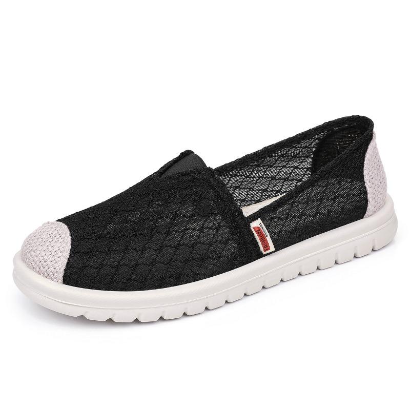 Shoes women's summer old Beijing cloth shoes mother shoes soft sole comfortable one pedal casual shoes mesh shoes breathable single shoes