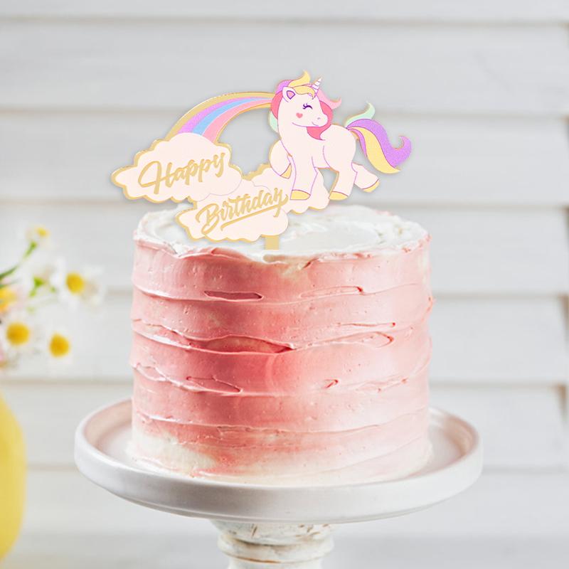 Happy Birthday Unicorn Acrylic Cake Topper Decoration Kids Girls Unicorn Theme Birthday Party Decor Supplies Baby Shower