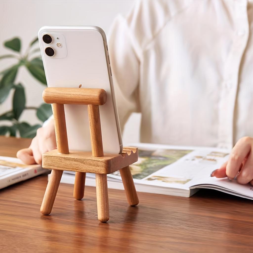Wood Phone Holder Wood Chair Phone Stand Cute Mini Wooden Chair Shape Phone Holder Stand for Mobilephone Cellphone Smartphone