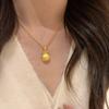 Chinese Style Antique Gold Diamond Lucky Money Bag Pendant Necklace Women Delicate Filigree Collarbone Jewelry Gift