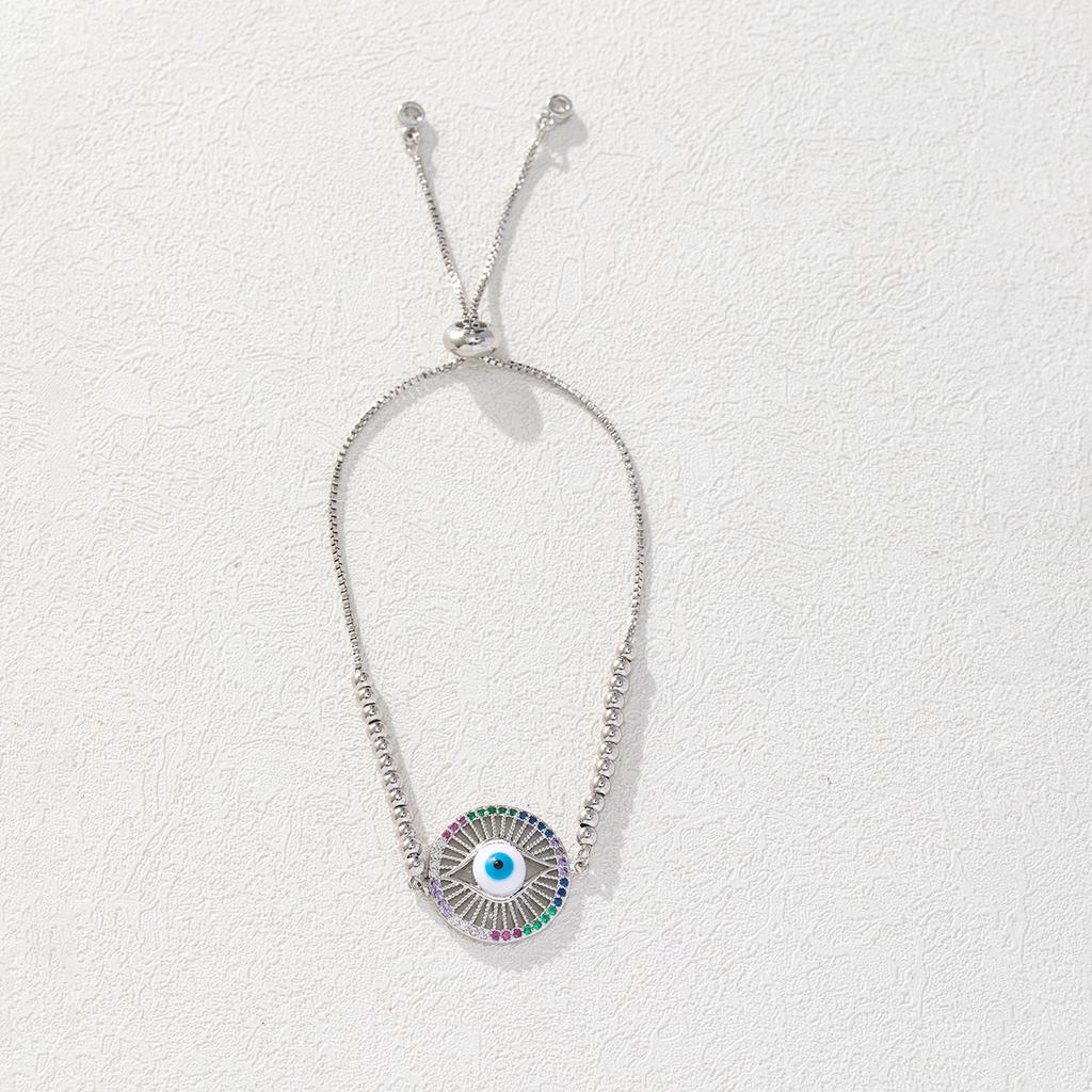 Fashion Drip Enamel Evil Eye Bracelet Versatile Zircon Blue Eye Charm Women's Popular Jewelry Accessory