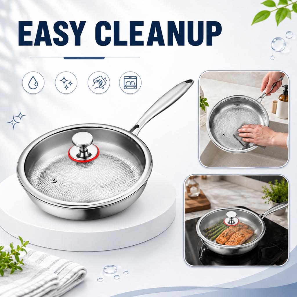 3-Layer Nonstick Frying Pan, Cookware for and Induction Stoves, Easy Clean Omelette Pan