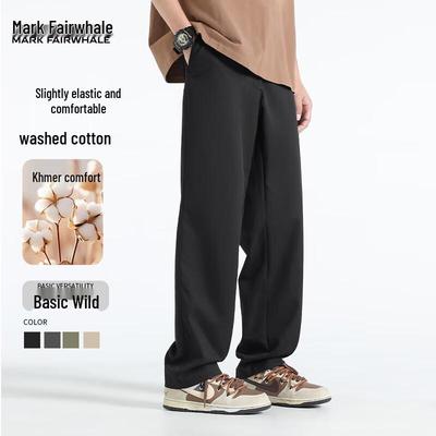 Mark Fairwhale Men's Washed Cotton Straight Leg Casual Pants