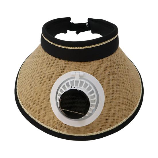 

Sun Hat Empty Top Design Extended Brim Full Face Coverage Sun Protection Hat with Solar Powered Built-in Fan Adjustable Head Circumference Straw Hat хаки
