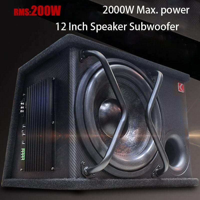 12 Inch High Power Car Mounted DV 12V Speaker Car Audio Modification Active Trapezoidal Subwoofer Overweight RMS 200W Pure Bass