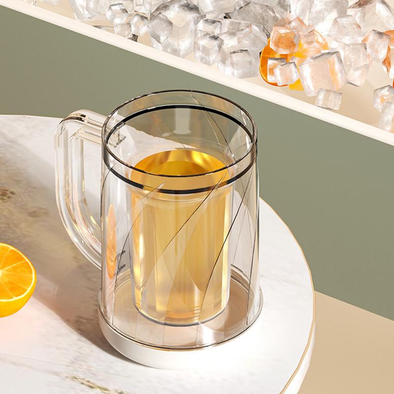 Eiskaffeebecher Glas Gefrierender Bierbecher Zwischenschicht Eisbierbecher Kühlschrank Kaffee-Kühler Gefrierbare Pint-Gläser Eisbecher für Zuhause