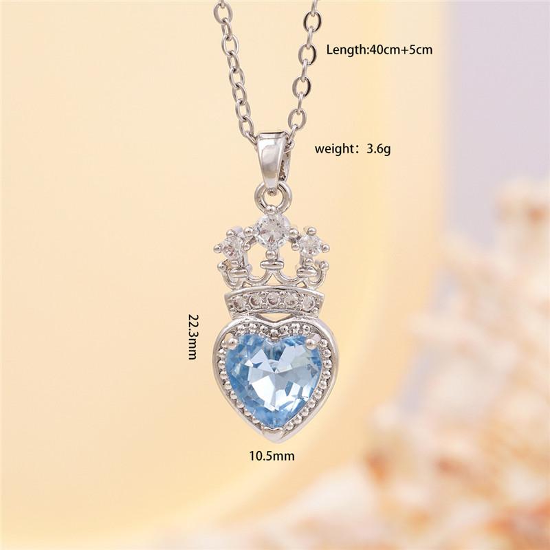 High Grade Crown Heart Zircon Pendant Necklace Stainless Steel Chains Geometric Choker Jewelry Party Gifts For Women Girls