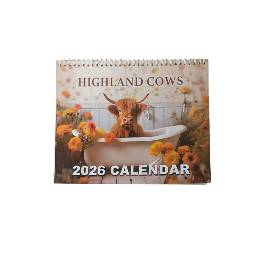 Highlands Cow Calendar 2026 Monthly Planner, 12 Month Wall Calendar,tub Cow 2026 Wall Calendar For Animals Lovers