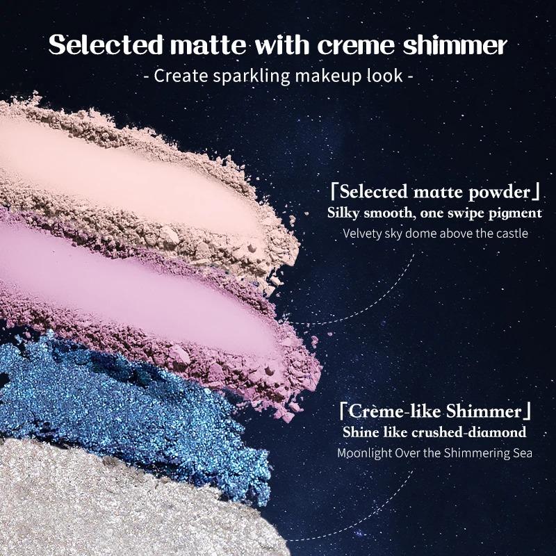 Flower Knows Sirena della Luna Ombretto Delicato Opaco Luminoso Scintillante Camaleonte Impermeabile Palette Ombretti Glitter 5 Colori