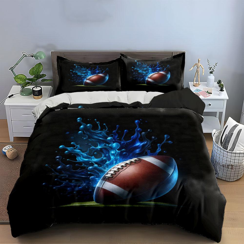 American Football Sports Decor Set Bedding Set With 1 Duvet Cover 2 Pillowcases Single Double King Queen, Gift