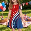 Girls Independence Day Printed Short Sleeve Dress with Pocket Casual Summer Toddler Skater Dress for Kids