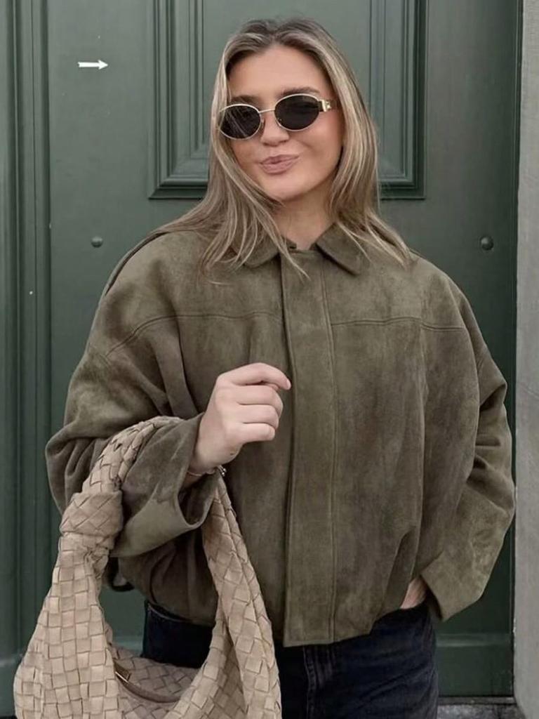 Spring New Arrival Casual Versatile Women's Velvet-Like Texture Stand-Collar Flight Jacket Coat
