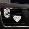 Totenkopf Herz Auto Dekoration 2 Stück Bling Lüftungsschlitz Clips Strass Glänzend Duft Diffusor Armaturenbrett Zierleiste Clip Lustiger Kopf Auto Innenraum Ornament Halloween