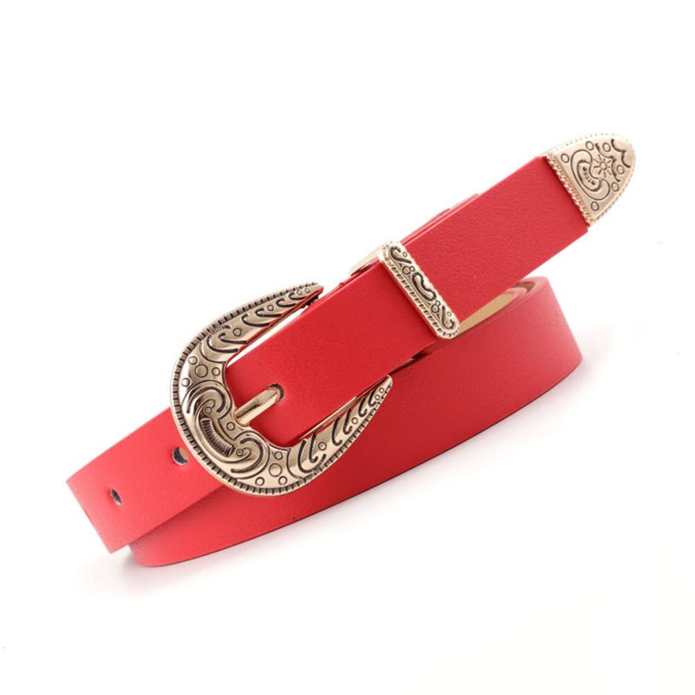 Women Retro Style Casual All Match Thin Metal Buckle Waist Belt