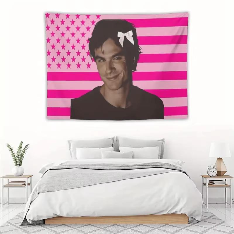 Vv-Vampire Dd-Diaries Damon Wandteppich Fahnen Design Flachdruck Für Schlafzimmer Wohnheim Wanddekoration Geschenkidee