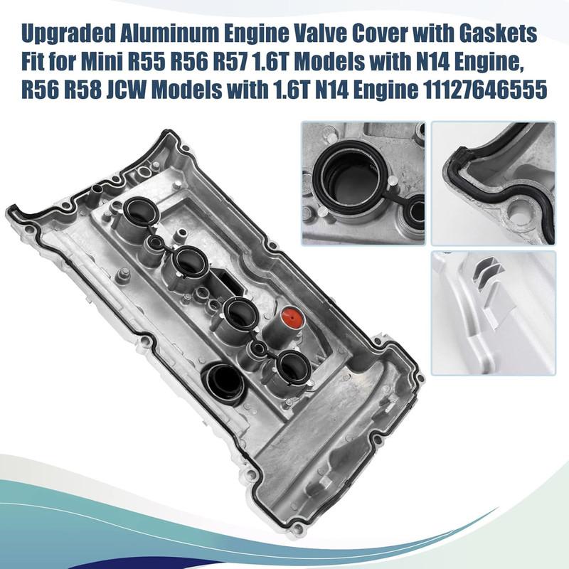 Brand New Aluminium Engine Valve Cover w/Gasket 11127646555 11127585907 For Mini Cooper JCW R55 R56 R57 R58 R59 N14 1.6L 07-12