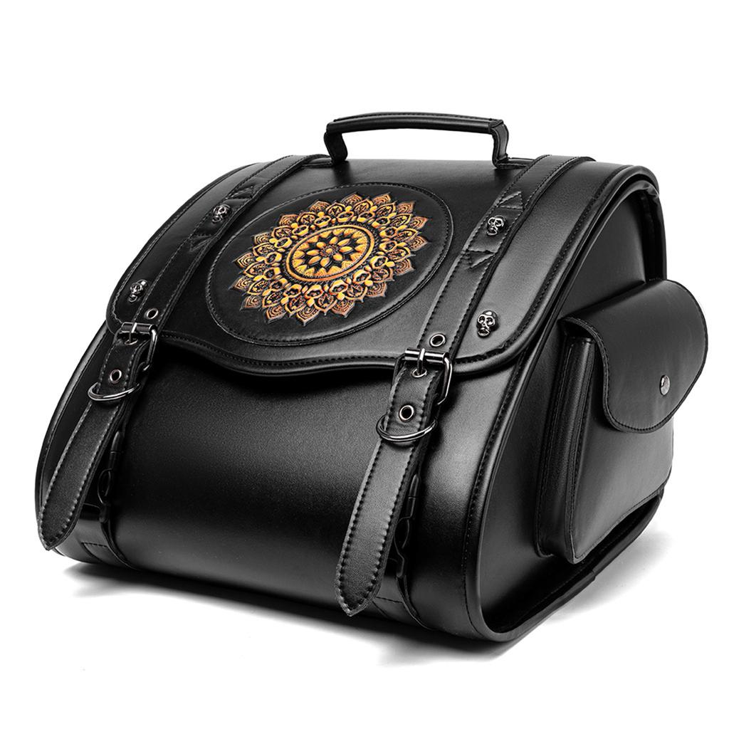 Easy Install Motorcycle Seat Bag Retro Style Spacious Waterproof PU Leather Side Pouch Large Capacity for Bike