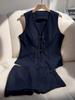 Completo Due Pezzi Estivo Casual da Donna con Top Peplo Senza Maniche Scollo a V Schiena Scoperta Fiocco e Pantaloncini Vita Alta Colore Unico