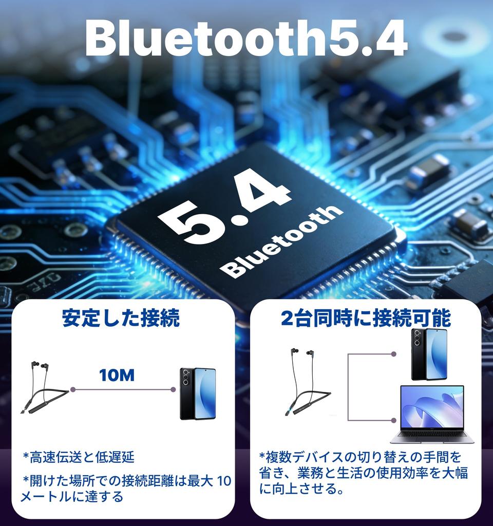 Hmusic Reverse Charging Neckband Earphones  Bluetooth 5.4 Compatible, 35 Hours of Playtime, Driver, High-Sensitivity Microphone, ENC Hands-Free