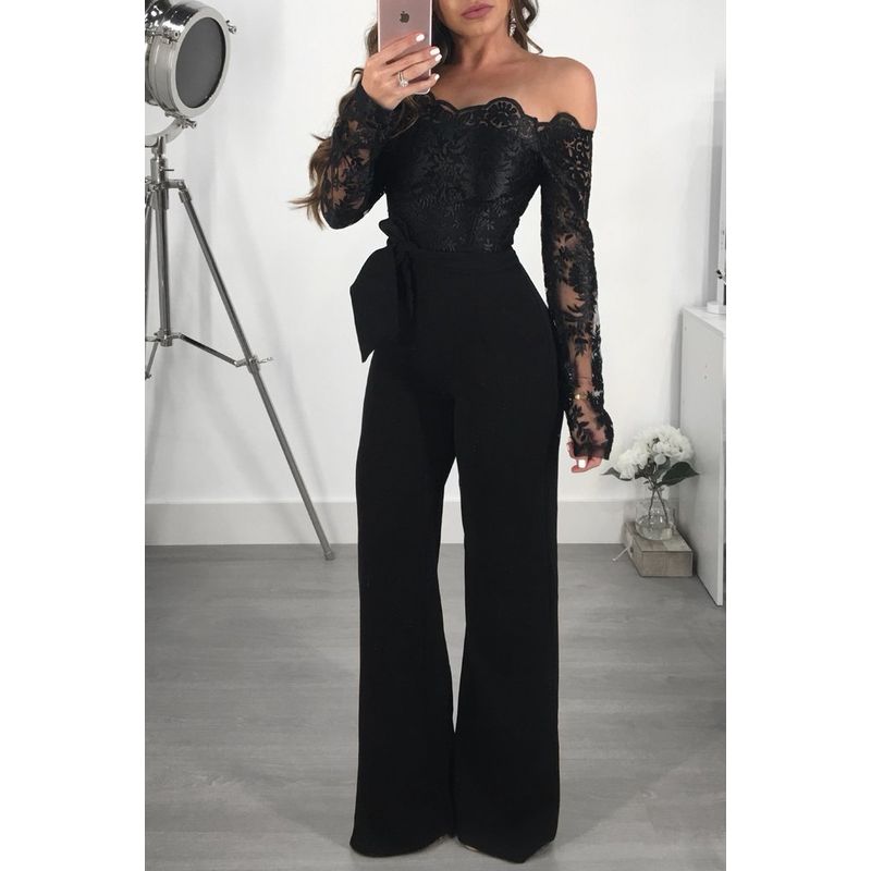 Long Sleeve Women Jumpsuit Elegant Wide Leg Jumpsuit 3XL