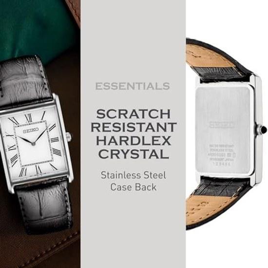 Parallel Import SEIKO Essentials SWR049 Wristwatch Mens Womens Reverse Analog White Black Leather Strap
