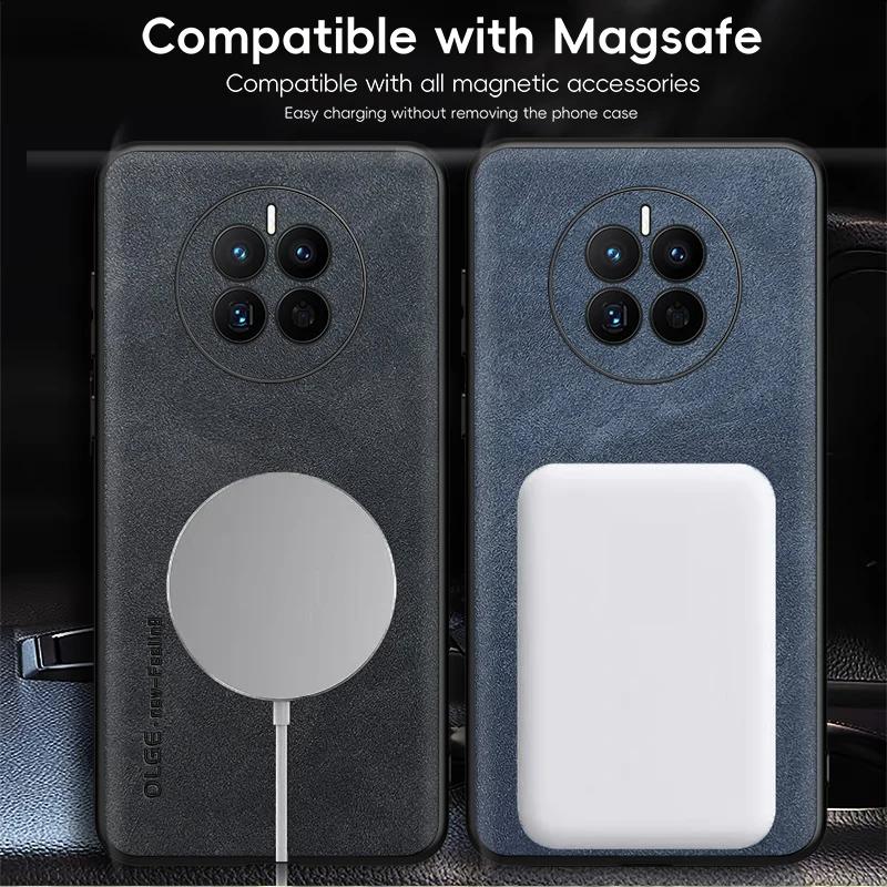 For Huawei Mate 50 50 Pro 50E Fine Hole Sheepskin Magnetic TPU Soft Edge Anti-Drop Anti Fingerprint Phone Case
